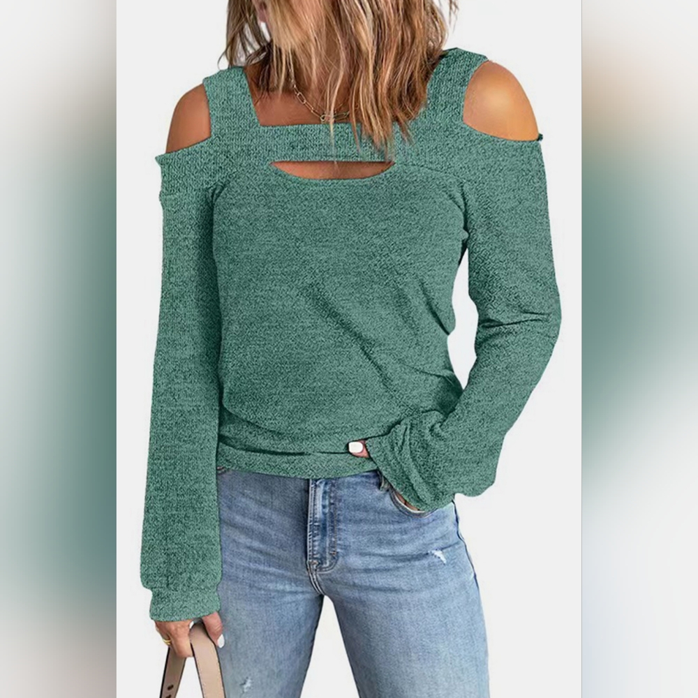 Womens Full Size Cutout Cold Shoulder Blouse.  Just Jen Fav!!